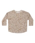 Beiges Langarm-T-Shirt aus Baumwolle mit Blumenmuster
