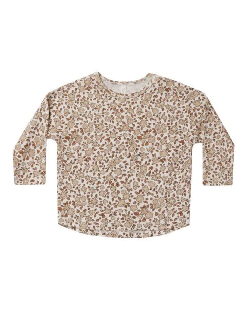 T-shirt Harvest in cotone a maniche lunghe beige floreale