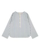 Kurta in cotone a maniche lunghe dello zio a righe blu cielo