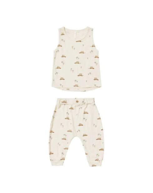 Canotta in cotone e pantaloni Buggy ecru
