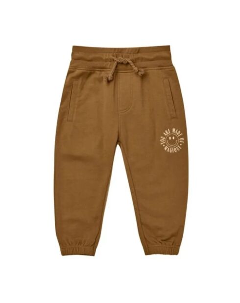 Pantaloni da jogging in cotone color cammello