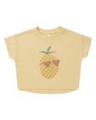 Gelbes Kurzarm-T-Shirt aus Baumwolle mit Ananas
