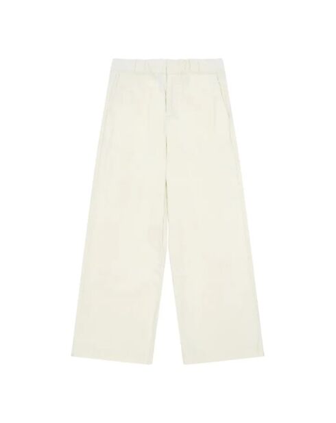 Pantaloni fluidi in tela naturale