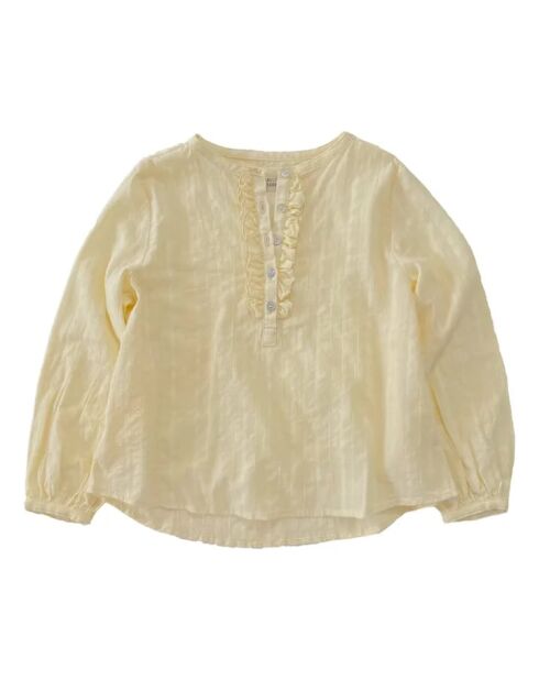 Blusa in cotone a maniche lunghe ricamata off-white