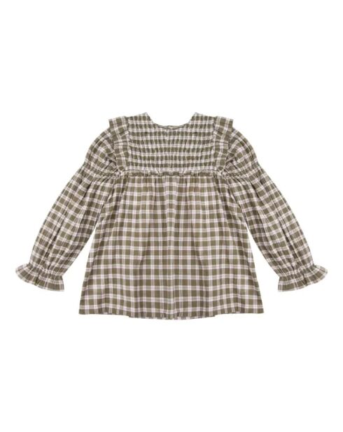 Blusa Dominique in cotone a manica lunga verde kaki