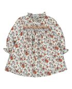 Abito corto Janelle ecru a fiori in cotone