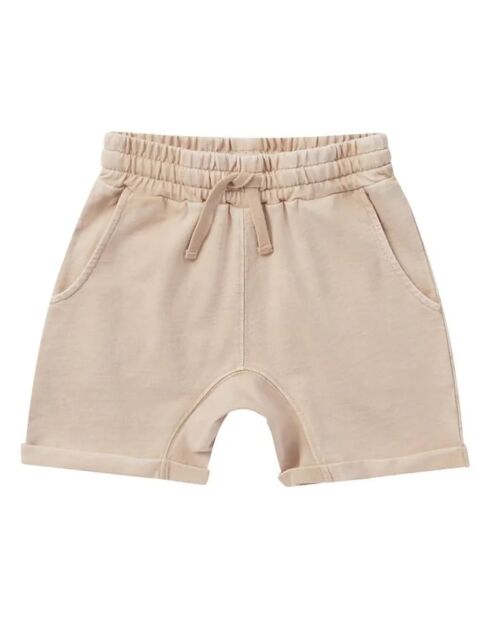 Shorts rilassati in cotone greige