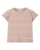 Violettes gestreiftes Kurzarm-T-Shirt aus Baumwolle