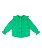 Blusa verde in cotone tinta unita a maniche lunghe
