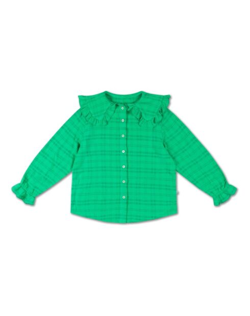 Blusa verde in cotone tinta unita a maniche lunghe