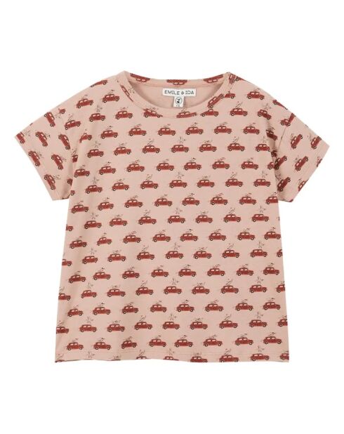 T-shirt da auto viola in cotone a manica corta