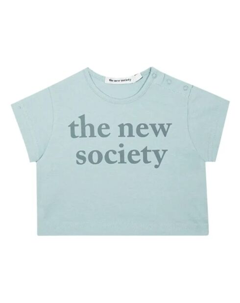 T-shirt in cotone a manica corta da bambino con logo azzurro cielo Better Cotton Initiative