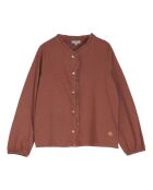 Karamellfarbenes Langarm-T-Shirt aus Baumwolle