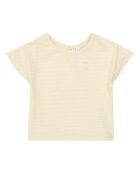 Beiges gestreiftes Kurzarm-T-Shirt aus Baumwolle für Babys