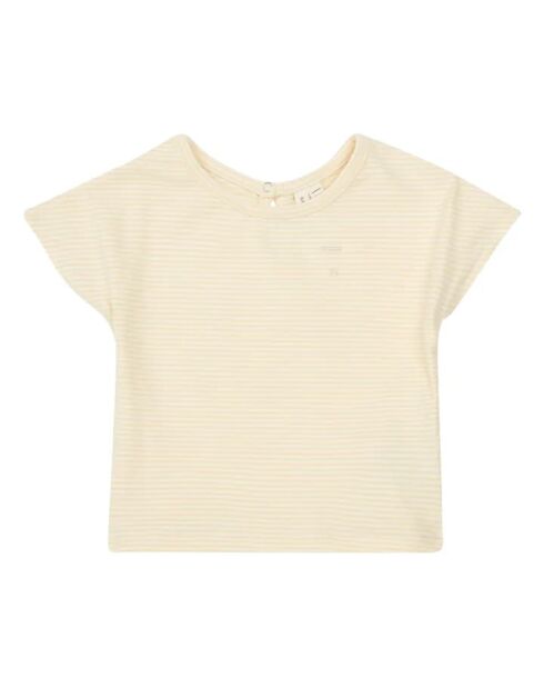 T-shirt in cotone a righe beige da bambino a manica corta