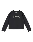 T-shirt bohémien in cotone a manica lunga grigio antracite