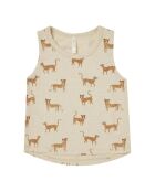 Beiges Tanktop aus Baumwolle mit Leopardenmuster
