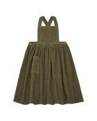 Kurzes Baumwollkleid mit gerippter Schürze und khakigrüner Schürze