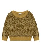 Baumwoll-Sweatshirt mit Rundhalsausschnitt und kamelfarbenem Leopardenmuster