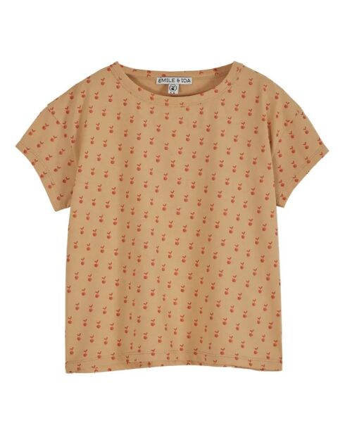 T-shirt in cotone a manica corta rosa pesca mela