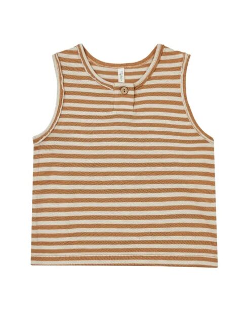 Canotta in cotone a righe cammello