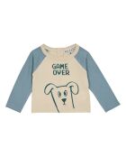 Himmelblaues Game Over Langarmshirt aus Baumwolle