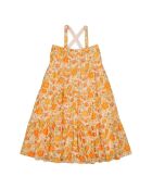 Abito lungo Carinoux in cotone con spalline in lurex floreale arancione