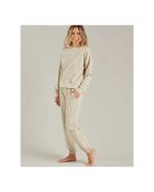 Joggers in cotone a fiori - collezione donna crema