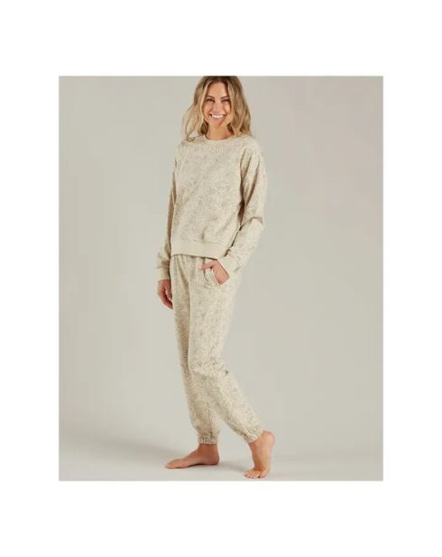 Joggers in cotone a fiori - collezione donna crema