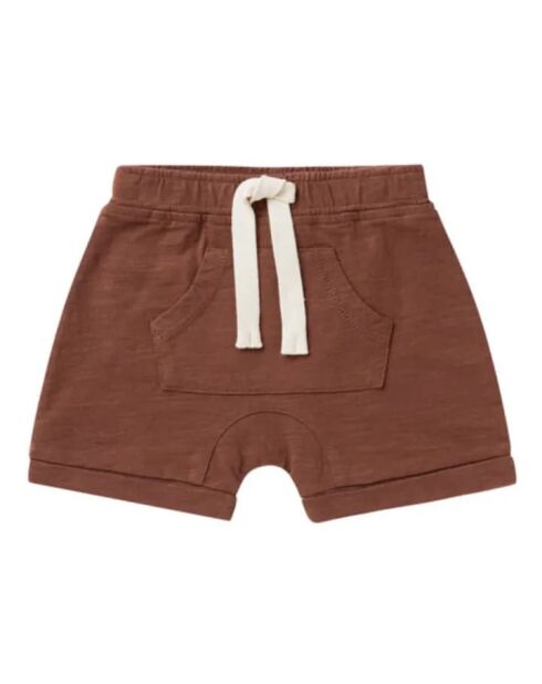 Shorts in cotone con coulisse color terracotta