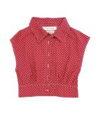 Rode cropped katoenen blouse met korte mouwen van gerecycled materiaal