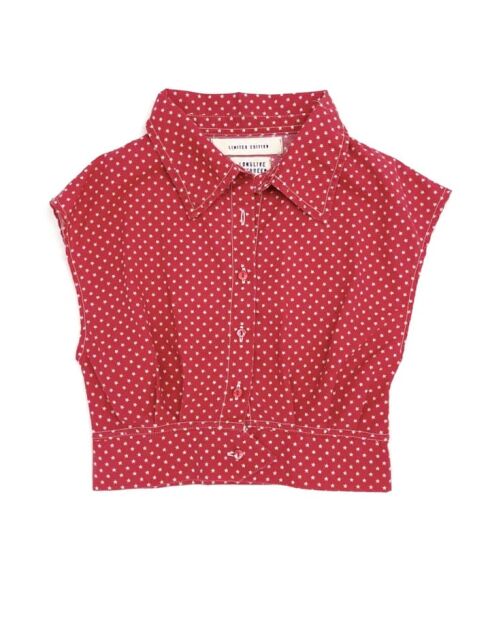 Blusa corta rossa in cotone riciclato a maniche corte
