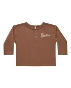 Home team Henley T-shirt marrone in cotone a manica lunga