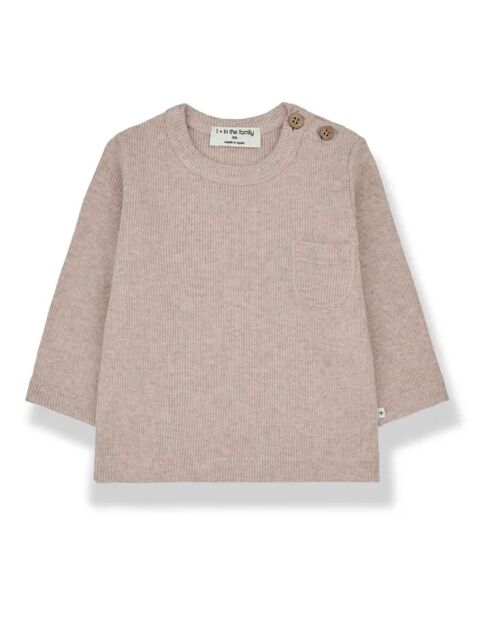 T-shirt Unai a maniche lunghe rosa chiaro a costine