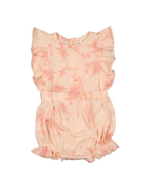 Barboteuse en coton tie and dye rose pâle