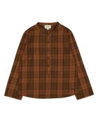 Kurta in cotone a manica lunga con tartan scozzese nonno camel