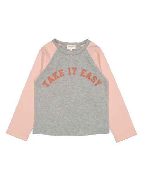 T-shirt in cotone a manica lunga bicolore da baseball grigio heather