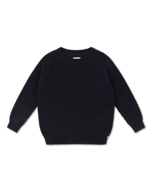 Schwarzes Raglan-Baumwoll-Sweatshirt mit Rundhalsausschnitt