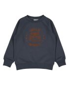 Felpa James blu grigia in cotone con scollo tondo