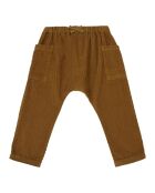Pantaloni harem in cotone harem a costine color ruggine