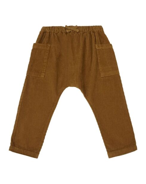 Pantaloni harem in cotone harem a costine color ruggine