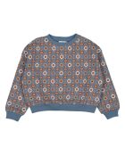 Peace Blue Sweatshirt aus Baumwolle mit Rundhalsausschnitt und Blumenmuster