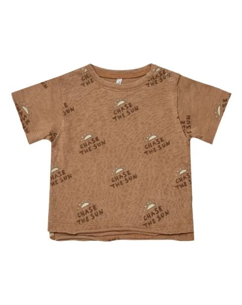 T-shirt Chase The Sun in cotone a manica corta cammello
