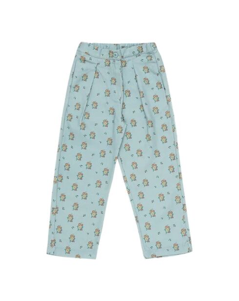 Pantaloni dritti Jimena celeste in cotone