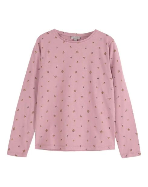 T-shirt Mirabelles in cotone a manica lunga rosa