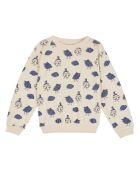 Rundhals-Sweatshirt aus Baumwolle mit ecrufarbenem Wolkenmuster