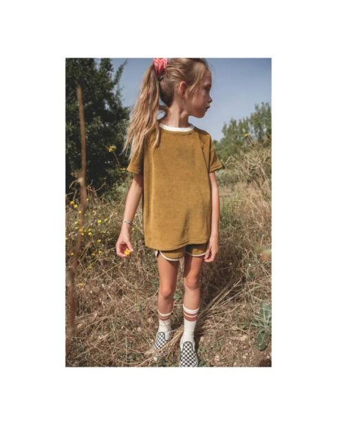 T-shirt in cotone a maniche corte Augusto Sponge x Smallable Ocre