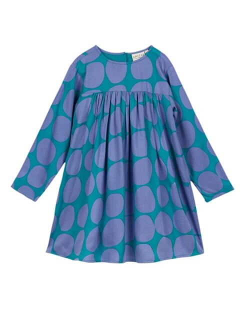 Blaues, gepunktetes kurzes Kleid Efia