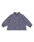 Marineblauwe katoenen blouse met lange mouwen Amicia