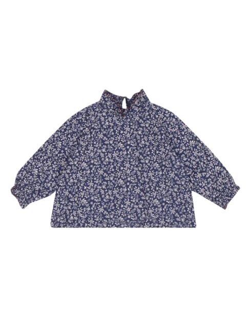 Blusa Amicia in cotone a manica lunga blu marino